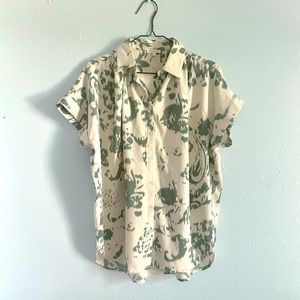 Green and white blouse